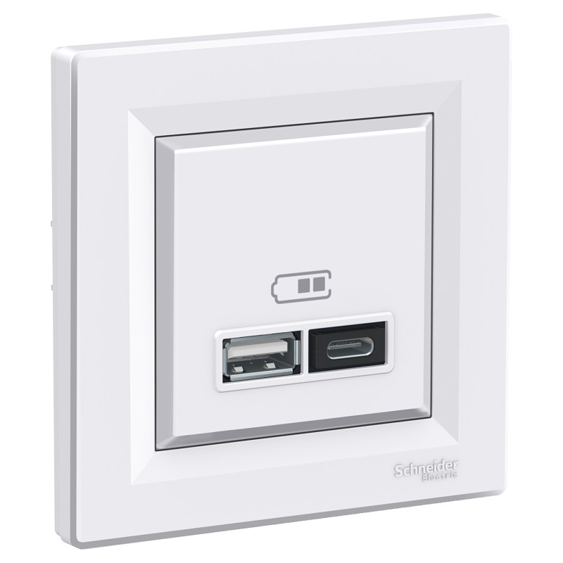 Zásuvka ASFORA  2xUSB 2.0 nabíjacia, konektor A+C, 5VDC 2,4A biela EPH2700321