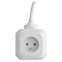 Predl�ova�ka KOCKA  4Z+2x USB, s predl. pr�vodom 1,9m (H05VV-F 3G1mm2), biela P04119U 1902040190