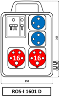 Skri�a ROS-I 1601 D s dr�iakom P 2x16A/5P/400V+2x250V+isti�e isten� 10003493.00