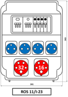 Skri�a ROS11/I-23 z�suvkov� 16A+32A/5P/400V+4x250V IP54 isti�e 10 m isten� 10006782.00