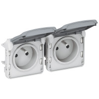 Z�suvka /DOPREDAJ/ PLEXO  2x2P+T, 16A 250V, IP55, vodorovn�, IK07, dvojit�, predk�blovan� 069562
